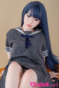 Blue Long Hair Silicone Small Sex Doll Lillian 130cm 4ft 2